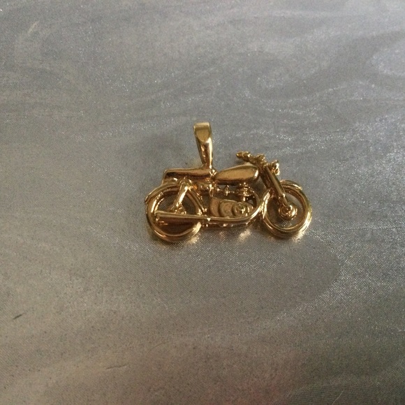 Gold Motorcycle Necklace Pendant - Picture 1 of 5